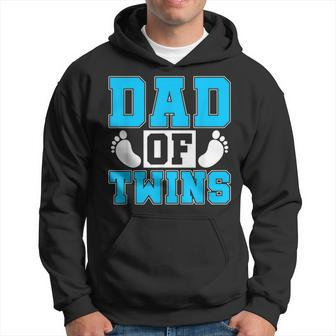 Family Twins Daddy Cute Footprint Dad Of Twins Twin Parents Hoodie | Mazezy