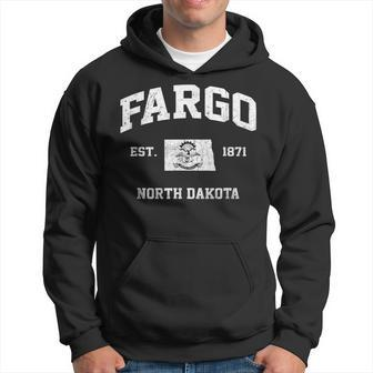 Fargo North Dakota Nd Vintage State Athletic Style Men Hoodie Graphic Print Hooded Sweatshirt - Thegiftio UK