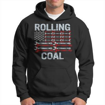 Fathers Day Diesel Car Mechanic Dad Rolling Coal Usa Flag Hoodie | Mazezy