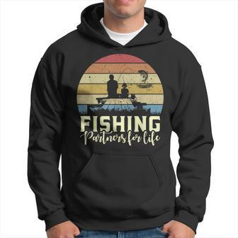 Fathers Day | Fisherman | Retro Fishing Partners For Life Hoodie - Thegiftio