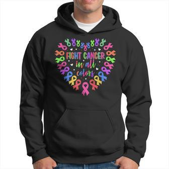 Fight Cancer In All Color Fight Cancer Feather Heart Ribbons Hoodie | Mazezy