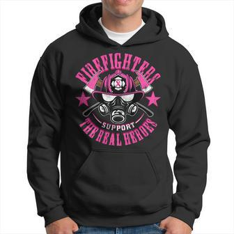 Fire Dept Firefighter Support Breast Cancer Real Heroes Hoodie - Seseable