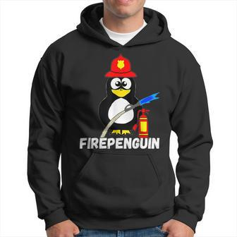 Fire Fighter Penguin Fireman Water Bird Firefighter Hoodie - Seseable