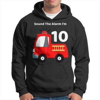 Fire Fighter Truck 10 Year Old Birthday | 10Th Bday Hoodie - Seseable