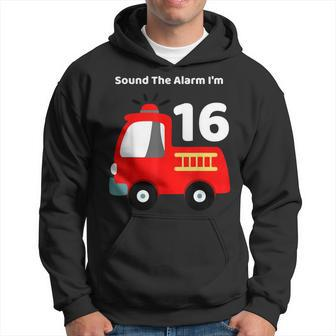 Fire Fighter Truck 16 Year Old Birthday | 16Th Bday Hoodie - Seseable