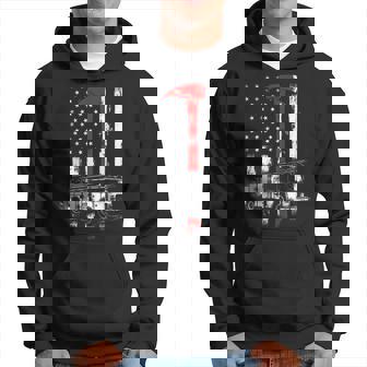 Firefighter American Fire Truck Red Axe Fireman Us Flag Hoodie | Seseable CA