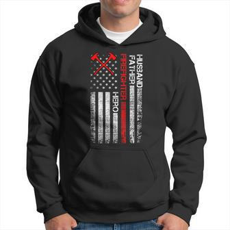 Firefighter American Flag Axe Thin Red Line Patriotic Hoodie - Seseable