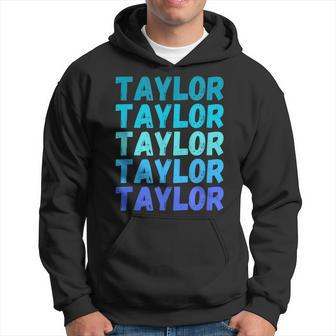 First Name Taylor - Colorful Modern Repeated Text Retro Hoodie | Mazezy AU
