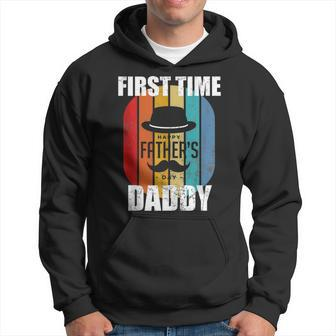 First Time Daddy Fathers Day Funny Vintage Retro For New Dad Hoodie - Thegiftio UK
