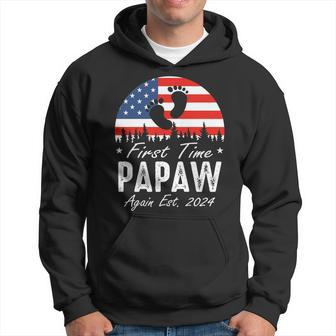 First Time Papaw Again Est 2024 Us Flag Fathers Day Hoodie - Thegiftio UK