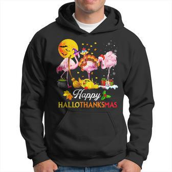 Flamingo Halloween And Merry Christmas Happy Hallothanksmas V5 Men Hoodie - Thegiftio UK