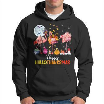 Flamingo Halloween And Merry Christmas Happy Hallothanksmas V6 Men Hoodie - Thegiftio UK