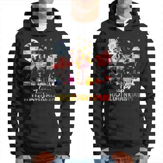 Flamingo Halloween And Merry Christmas Happy Hallothanksmas V6 Men Hoodie - Thegiftio