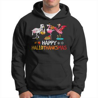 Flamingo Happy Hallothanksmas Halloween Thanksgiving V3 Men Hoodie - Thegiftio UK