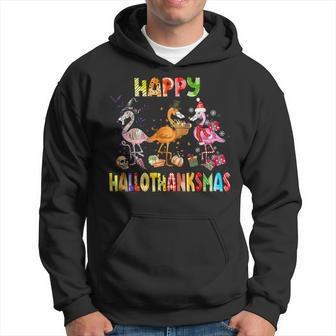Flamingo Lover Halloween Christmas Happy Hallothanksmas Men Hoodie - Thegiftio UK