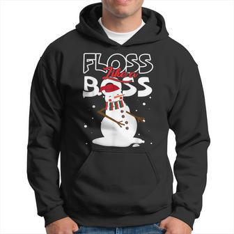 Floss Like A Boss Snowman Flossing Christmas Funny Gifts Men Hoodie Graphic Print Hooded Sweatshirt - Seseable