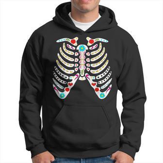 Flower Skeleton Cage Scary Halloween Skull Day Of Dead Men Hoodie - Thegiftio