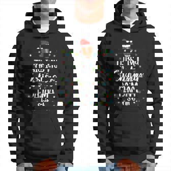 Football Lovers This Is My Christmas Pajama Santa Hat Lights Men Hoodie Graphic Print Hooded Sweatshirt - Seseable