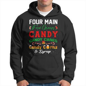 Four Main Food Groups Elf Buddy Christmas Family Pajama Xmas Men Hoodie Graphic Print Hooded Sweatshirt - Thegiftio UK