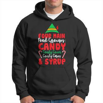 Four Main Food Groups Elf Buddy Christmas Pajama Funny Gifts V4 Men Hoodie Graphic Print Hooded Sweatshirt - Thegiftio UK