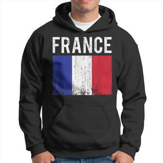 France Flag Distressed French Flag Football Fans Flag Men Hoodie Graphic Print Hooded Sweatshirt - Seseable