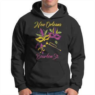 French New Orleans Mardi Gras Souvenir Bourbon Street Hoodie - Seseable