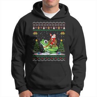Frog Ugly Xmas Gift Santa Riding Frog Christmas Men Hoodie Graphic Print Hooded Sweatshirt - Seseable