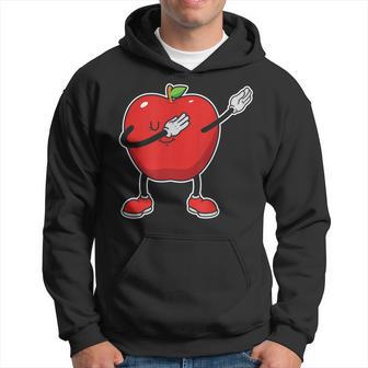 Fröhlicher Apfel Karikatur Schwarzes Hoodie, Lustiges Obstmotiv Tee - Seseable