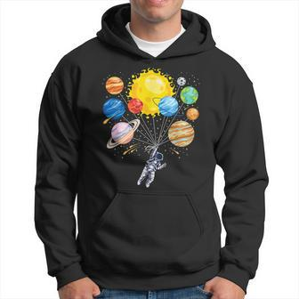 Funny Astronaut Space Balloon Planet Science Solar System Hoodie | Mazezy