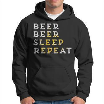 Funny Beer Beer Sleep Repeat Beer Garden Fan Gift Men Hoodie Graphic Print Hooded Sweatshirt - Seseable