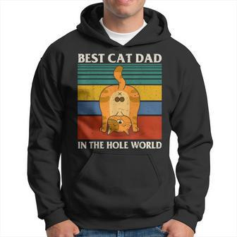 Funny Best Cat Dad Ever Retro Feel Cat Butt Humor Vintage Hoodie - Seseable
