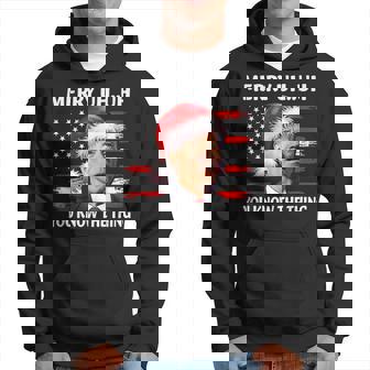 Funny Biden Christmas Merry Uh Uh You Know The Thing Us Flag V2 Hoodie - Seseable