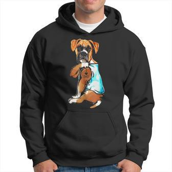 Funny Boxer Dog I Love Dad Tattoo Boxer Lover Gift Hoodie - Seseable
