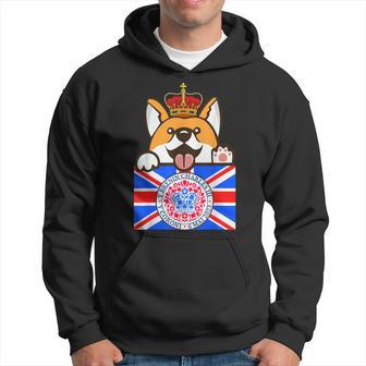 Funny British Flag King Charles Coronation Union Jack Corgi Hoodie | Mazezy
