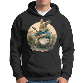 Funny Bunny Playing Banjo Guitar Music Rabbit Happy Easter Hoodie | Mazezy