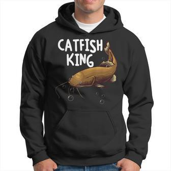 Funny Catfishing Design Men Dad Catfish King Fishing Hunters Hoodie | Mazezy