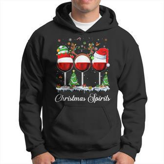 Funny Christmas Spirits Glasses Of Wine Xmas Holidays Party V38 Men Hoodie Graphic Print Hooded Sweatshirt - Thegiftio UK