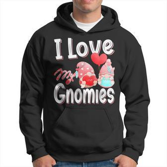Funny Cute I Love My Gnomies Gnomes & Hearts Valentines Day Hoodie - Seseable