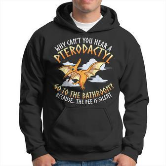 Funny Dinosaur Joke - Flying Pterodactyl Dino Graphic Men Hoodie Graphic Print Hooded Sweatshirt - Seseable