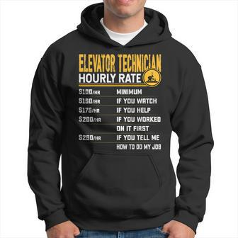 Funny Elevator Technician Hourly Rate Elevator Mechanic Hoodie | Mazezy AU