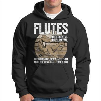 Funny Flute Player Saying Flutist I T-Rex Dinosaurs Men Hoodie Graphic Print Hooded Sweatshirt - Seseable