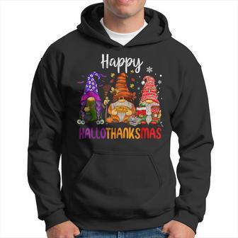 Funny Gnomes Lover Halloween Christmas Happy Hallothanksmas Men Hoodie Graphic Print Hooded Sweatshirt - Thegiftio UK