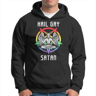 Funny Hail Gay Satan Lgbt Goth Gay Pride Baphomet Hoodie | Mazezy DE