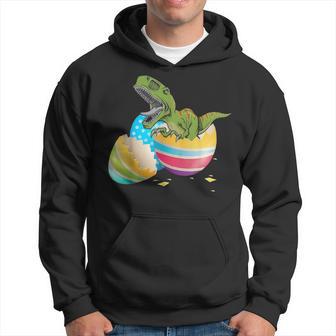 Funny Happy Easter T Rex Dinosaur Bunny Basket Eggs Gift Hoodie - Seseable