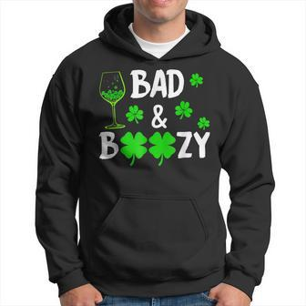 Funny Irish Saint St Patricks Day Bad And Boozy Hoodie - Seseable