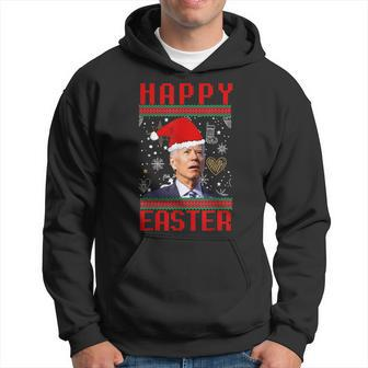 Funny Joe Biden Happy Easter Ugly Christmas Biden Santa T Men Hoodie Graphic Print Hooded Sweatshirt - Seseable