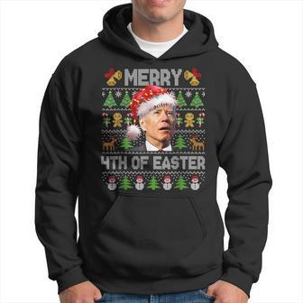 Funny Joe Biden Merry 4Th Of Easter Ugly Christmas Sweater T V2 Men Hoodie Graphic Print Hooded Sweatshirt - Seseable