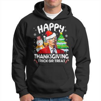 Funny Joe Biden Merry Thanksgiving Trick Or Treat Christmas Men Hoodie Graphic Print Hooded Sweatshirt - Seseable