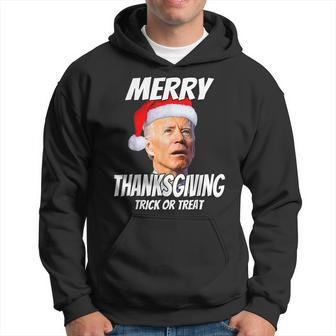 Funny Joe Biden Merry Thanksgiving Trick Or Treat Men Hoodie Graphic Print Hooded Sweatshirt - Seseable