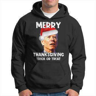 Funny Joe Biden Santa Hat Merry Thanksgiving Christmas Men Hoodie Graphic Print Hooded Sweatshirt - Seseable